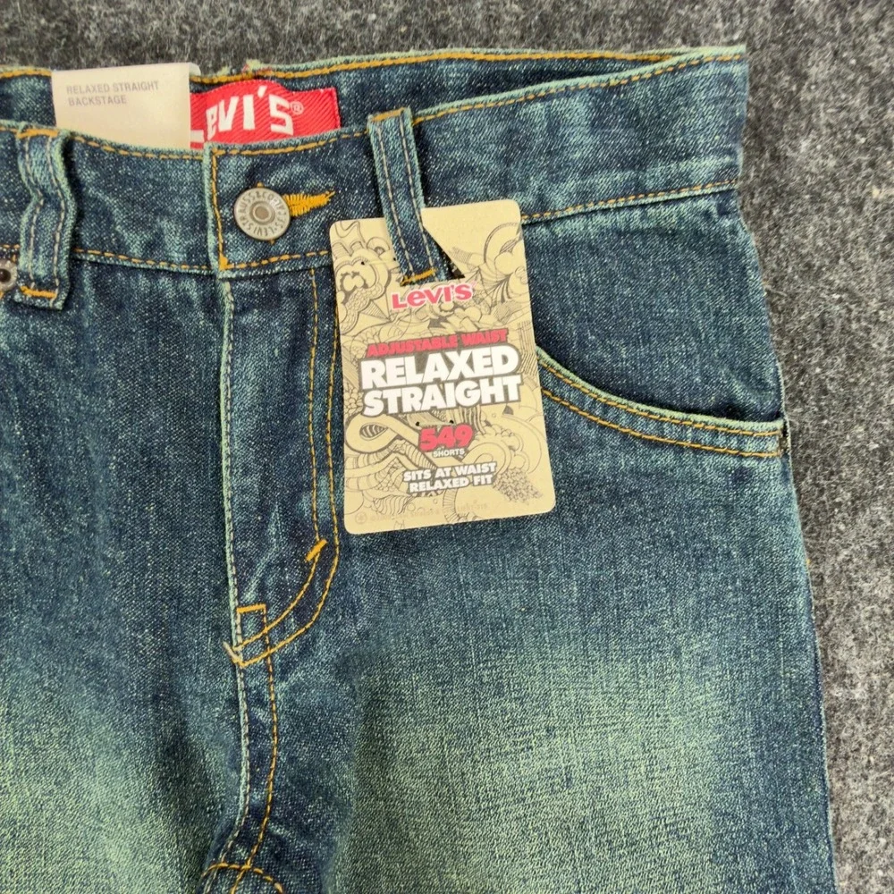 Levi's Y2K 549 Relaxed Straight Shorts Boys 7 Blue Denim NWT Adjustable Waist